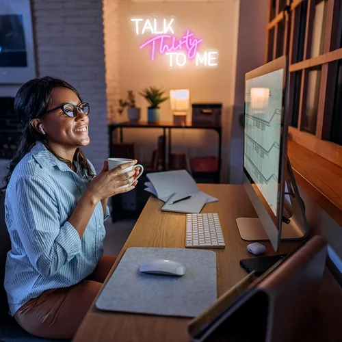 Miniatura 6 de Letrero de neón con texto en inglés "Talk Thirty To Me", regulable, 30 cumpleaños, luz de neón, palabras de neón para decoración de pared, letreros