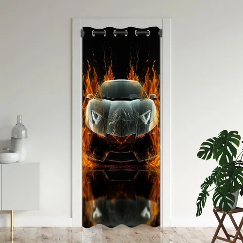 Miniatura 9 de Cortinas opacas para puerta de auto deportivo para puertas, juego deportivo de carreras de velocidad 3D, para armario de dormitorio de niños, ojales