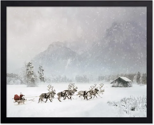 Miniatura 76 de Poster Master Póster Vintage de Vacaciones - Impresión Retro de Navidad - Regalo para Artista, Amigo - Papá Noel en Trineo de Renos, Invierno, Nieve