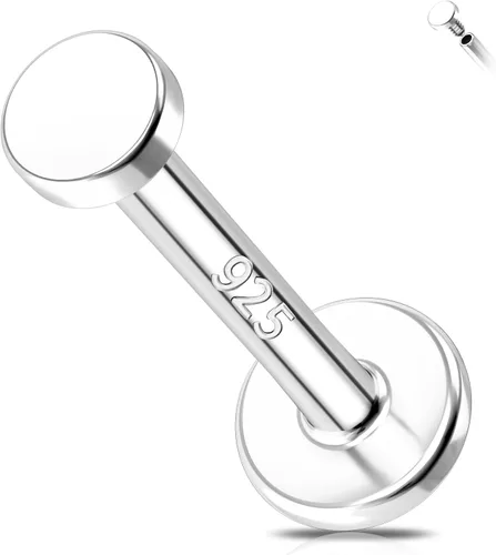 Miniatura 8 de Melighting Aretes de hélice de plata esterlina 925 para cartílago, roscados internamente, tragus, aretes de espalda plana, 6/0.315 in, piercing