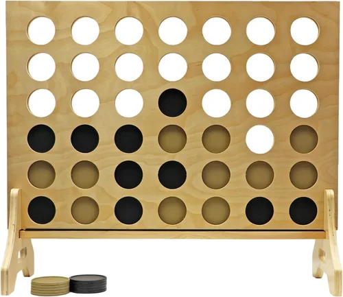 Tailgating Pros Premium Cuatro en fila gigante con estuche de transporte - Juego de patio al aire libre de gran tamaño - Conecta múltiples discos en