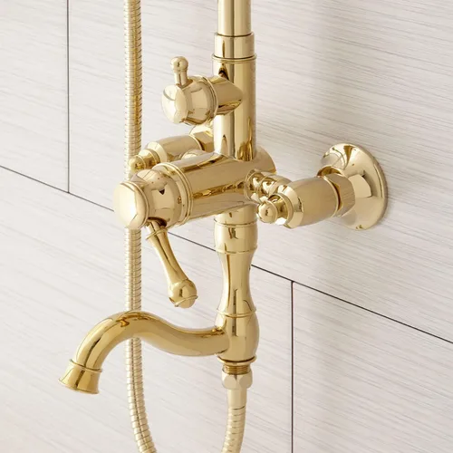 Miniatura 6 de Signature Hardware 429526 Dolwick - Sistema de ducha expuesto con cabezal de ducha de lluvia, ducha de mano y manguera, incluido en bruto