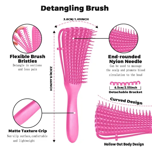 Miniatura 2 de Cepillo desenredante para cabello rizado para mujeres/hombres/niños, juego de cepillos desenredantes para cabello natural con cepillo de borde