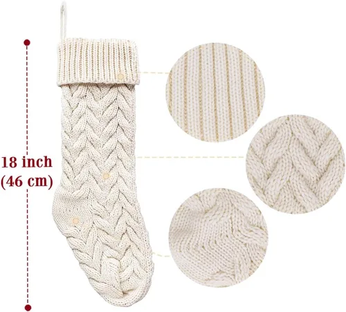 Miniatura 3 de Calcetines de Navidad, paquete de 3 unidades de 18 pulgadas, de gran tamaño, punto trenzado, rústico, decoraciones personalizadas para decoración
