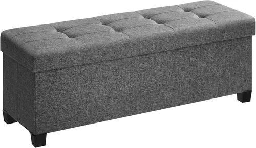 SONGMICS Banco otomano de almacenamiento, reposapiés plegable con patas, 15 x 43 x 15.7 pulgadas, banco de extremo de cama, baúl de almacenamiento,