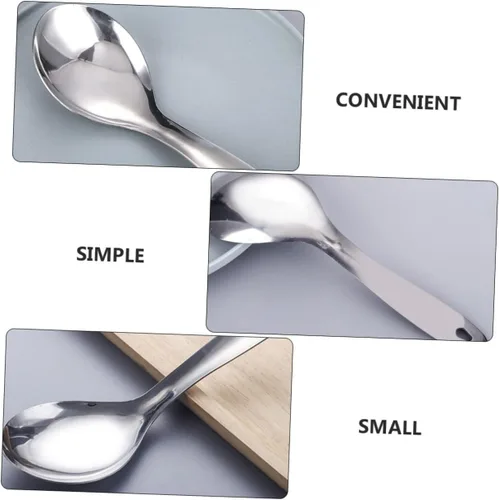 Miniatura 7 de HOMSFOU Cuchara de arroz de 4 piezas Arroz coreano Arroz asiático Utensilios coreanos Cuchara de sopa asiática Cuchara de servir Cuchara asiática