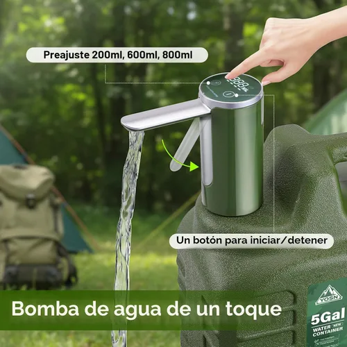 Miniatura 8 de Jarra de agua de 5 galones con bomba, contenedor de agua para campamento, dispensador de agua portátil sin BPA con espiga, jarra de agua grande a