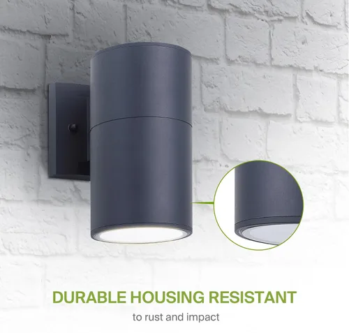 Miniatura 7 de ASD Lámpara de pared para exteriores de 1 luz Portalámparas E26 de 60W 120V ETL Luces cilíndricas hacia arriba y hacia abajo Aplique de pared