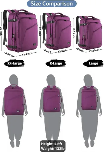 Miniatura 96 de MATEIN - Mochila de viaje extragrande de 10.56 galones, mochila de viaje ampliable apta para aerolíneas, para viajeros de fin de semana, hombres