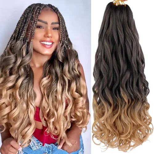 Miniatura 35 de Unionbeauty - Cabello rizado francés trenzado de 10 pulgadas, trenzas rizadas estilo Bob francés, cabello de ganchillo, 8 paquetes de trenzas