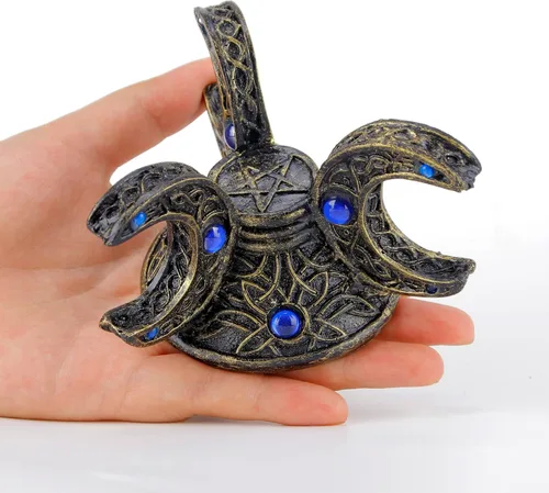 Miniatura 2 de Neopagano Triple Luna Sagrada Lunas Llena y Crecientes Vidrio de Adivinación Bola de Contemplación Soporte Base de Esfera Soporte para Bola