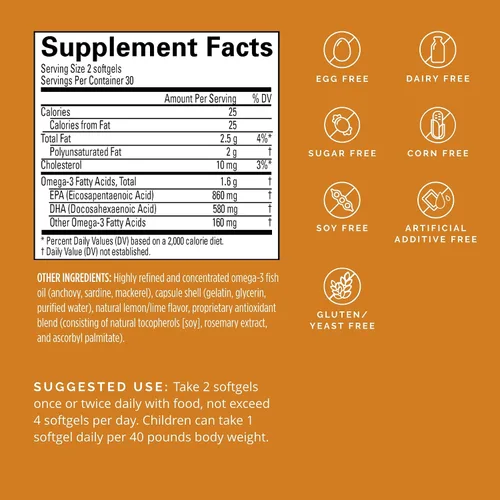 Miniatura 2 de BRAINMD Dr Amen Omega-3 Power - 60 cápsulas - Suplemento de apoyo articular e inmunológico - Contiene DHA y EPA - Sin gluten - 30 porciones