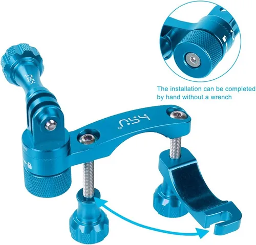 Miniatura 3 de HSU Manillar de bicicleta de aluminio de 0.6 a 1.3 pulgadas, poste de asiento de rotación de 360°, soporte de poste de esquí compatible con GoPro