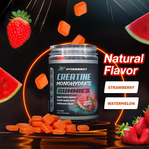 Miniatura 2 de VitaBoost Gomitas de creatina de 0.18 onzas - Monohidrato de creatina natural para hombres y mujeres - Delicioso sabor a fresa y sandía - Aumenta