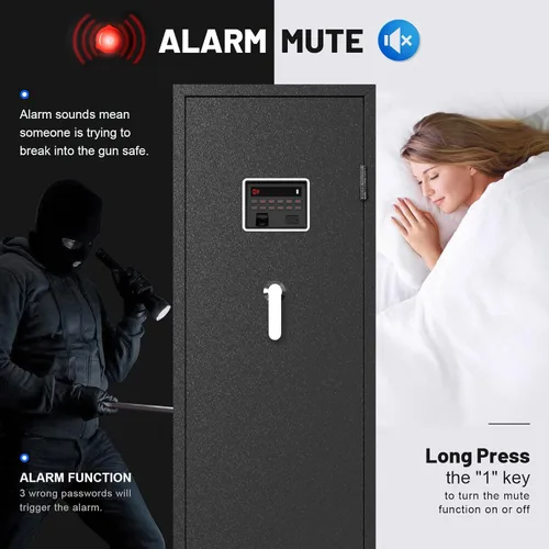 Miniatura 6 de EMAXEE 8-15 Caja fuerte biométrica para armas de fuego, cajas fuertes grandes para rifles y pistolas del hogar con panel mejorado y luz LED