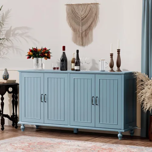 Miniatura 3 de Scurrty Armario buffet con almacenamiento, barra de café de 62 pulgadas en cocina, buffet con 4 puertas, aparador buffet para comedor, cocina y sala