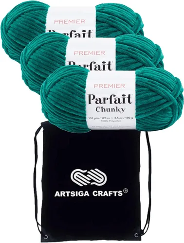 Miniatura 51 de Premier Yarns Parfait Chunky Mushroom 1150-41 (6 madejas - mismo lote de tinte) Peso S Bulky #6 Hilo de poliéster para ganchillo y punto con bolsa