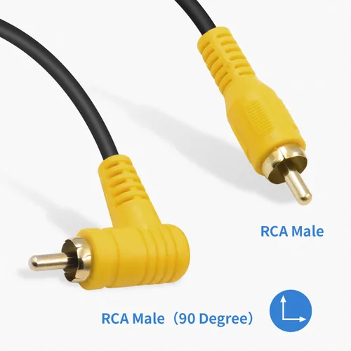 Miniatura 2 de Duttek Cable RCA de ángulo recto de 5 pies/4.9 ft, estéreo de 90 grados macho a macho con puerto chapado en oro 4K para amplificadores, cine