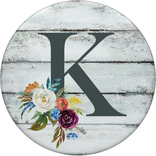 Miniatura 3 de Monogram Initial K - Soporte para teléfonos y tabletas, diseño de flores, Negro