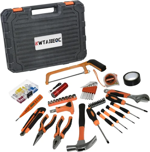 Miniatura 9 de Kit de herramientas manuales para el hogar y caja de herramientas portátil que incluye llave, cuchillo utilitario, destornillador. Juego
