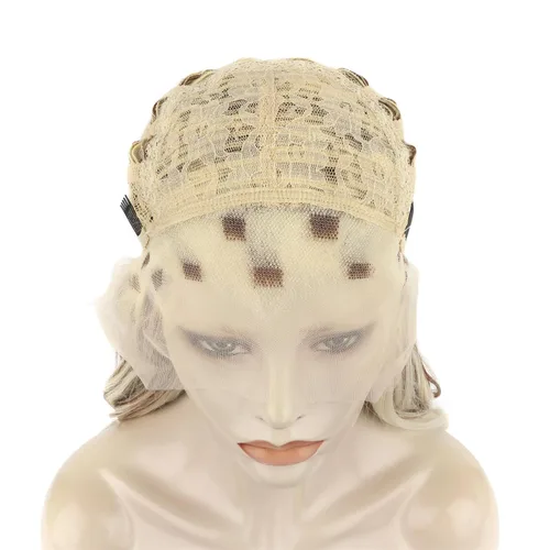 Miniatura 6 de IMSTYLE Pelucas sintéticas largas con encaje frontal de color piano castaño y rubio para mujer, peluca gruesa sintética resistente al calor