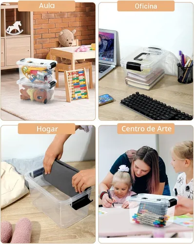 Miniatura 6 de EOENVIVS Contenedores de almacenamiento de plástico con tapas, paquete de 6 unidades, contenedores organizadores de almacenamiento de 7 cuartos