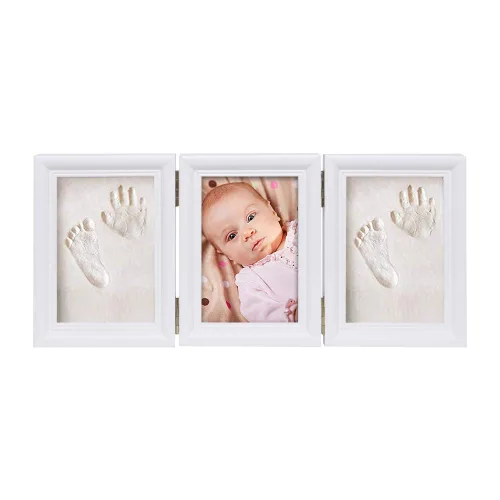 Miniatura 10 de Kit de huellas de manos para bebés y marco de fotos para niños o recién nacidos, caja de recuerdos para niños y niñas (marco de café clásico, blanco)