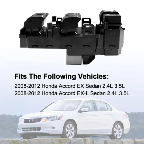 Miniatura 3 de Interruptor maestro de ventana eléctrica del lado del conductor con botón automático doble Compatible con Honda Accord EX EXL 2.4L 3.5L 2008-2012