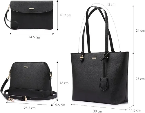 Miniatura 4 de Juego de 3 bolsas de mano para mujeres bolsa tipo tote para llevar colgada del hombro, bolso satchel y bolso hobo