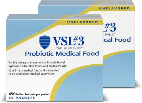 VSL #3® Probiótico en polvo para la salud digestiva, SII y síntomas de UC - 450B UFC, alta potencia, multicepa, probiótico vivo, refrigerado,