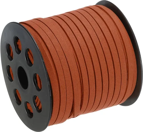 Miniatura 25 de uxcell Cordón de gamuza, 49.21 yardas, 0.197 in, cuerda plana de hilo de cuero para bolso, bolso, cordones de zapatos, manualidades, fabricación