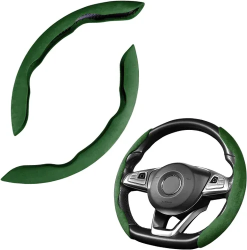 Miniatura 17 de LoyaForba Funda universal para volante de automóvil, protector universal de cuero segmentado de 15 pulgadas, antideslizante y suave, transpirable