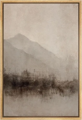Miniatura 7 de SIGNFORD Lienzo enmarcado para pared, acuarela pastel, morado, luna, cielo, naturaleza, ilustraciones de área silvestre, arte moderno, vibrante