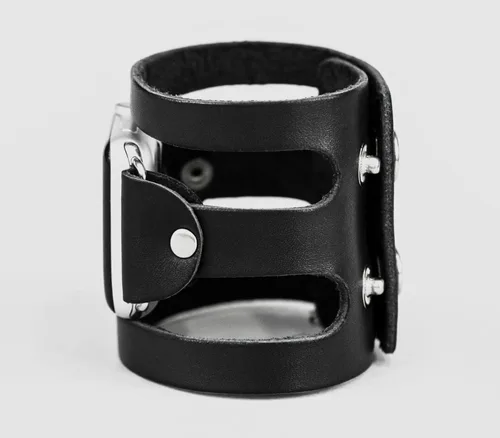 Miniatura 6 de Correa ancha de cuero compatible con Apple Watch de 1.496 in 1.575 in 1.614 in 1.654 in 1.732 in 1.772 in 1.811 in 1.929 in, hecha a mano UA código