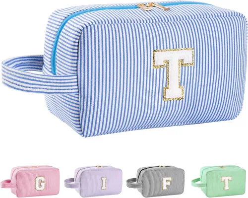 Miniatura 65 de Regalos personalizados para mujeres, bolsa de maquillaje con inicial, bolsa de maquillaje de viaje, bolsa de cosméticos, bolsa de artículos