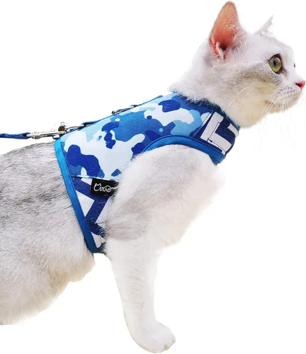 Miniatura 9 de Arnés de gato con correa, ajustable para gatos, chaleco acolchado para gatos, Black Plaid