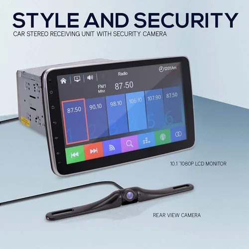 Miniatura 8 de Pyle Estéreo de coche DIN único de 10.1 pulgadas, unidad principal receptora de pantalla táctil estéreo Bluetooth Indash con cámara de respaldo