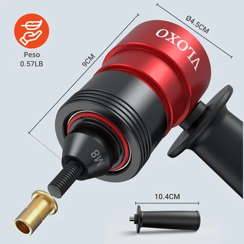 Miniatura 8 de VLOXO - Adaptador de tuerca de remache para taladro eléctrico, kit de pistola de remache mejorado con 13 cabezales de hierro diferentes y 245