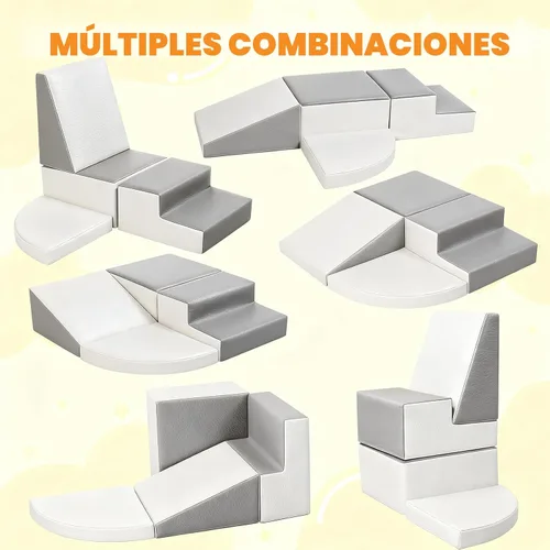 Miniatura 5 de Sumbababy Bloques de espuma de escalada para niños pequeños: Escalador suave de cuero sintético impermeable - 4 piezas de juguetes de escalada