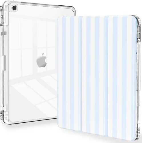 Miniatura 23 de Feams Funda para iPad de 9ª generación, funda triple para iPad 10.2, cubierta trasera transparente con soporte para lápiz y apagado Ángel