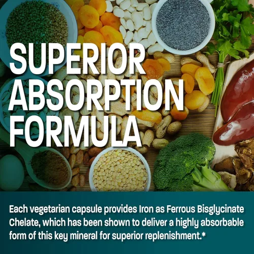 Miniatura 4 de Bronson Bisglicinato de Hierro 25 mg Suave para el Estómago, Apoya la Energía y la Producción Saludable de Glóbulos Rojos - Fórmula sin
