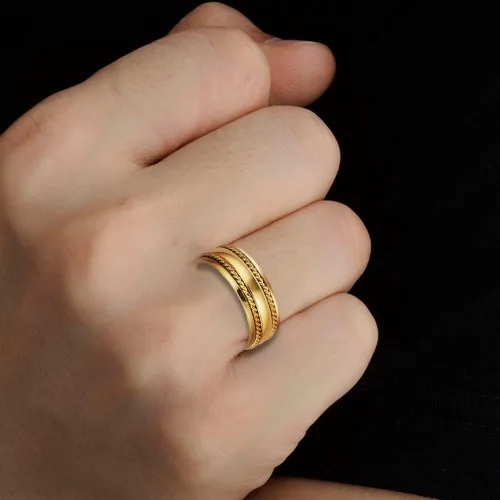 Miniatura 5 de Van Heusen Anillo de boda con incrustaciones de acero inoxidable pulido para hombre