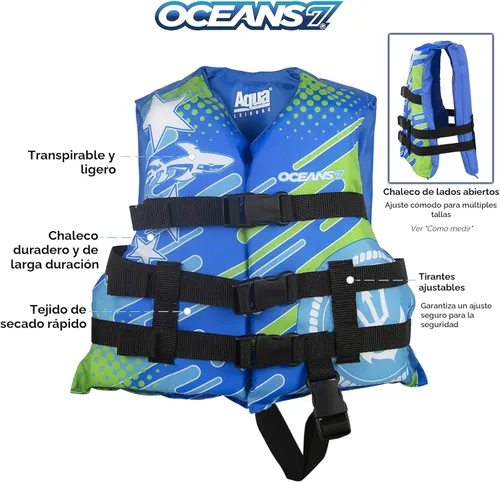 Miniatura 2 de Aqua Oceans 7 Life Jacket for Kids - US Coast Guard Approved Life Vest for Infant, Child & Youth Boys and Girls, Open-Side PFD for Boating, Swimming