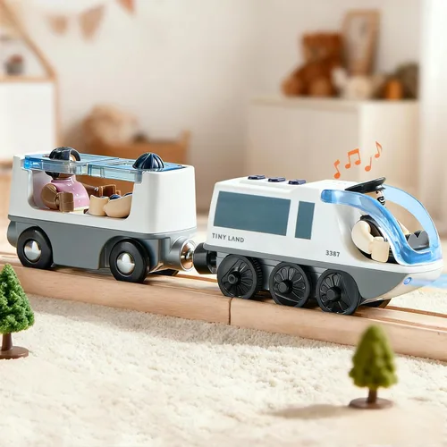 Tiny Land Tren Locomotora de Acción a Batería - Potente Motor Juego de Tren Bala Compatible con Rieles de Principales Marcas - Juguetes de Rieles a