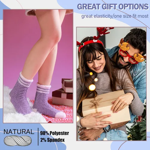 Miniatura 5 de ANTSANG Calcetines peludos para mujer, pantuflas de invierno, mullidos, cómodos, acogedores, calcetines cálidos para el hogar