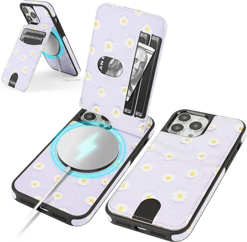 Miniatura 17 de SkyEagle Funda compatible con Magsafe para iPhone 13 Pro Max con soporte para tarjetas, función atril, bloqueo RFID, ranuras para tarjetas