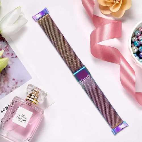 Miniatura 2 de FitTurn Correa delgada para reloj inteligente Fitbit Charge 5, correa de reloj ajustable de malla de acero inoxidable, correa femenina de repuesto