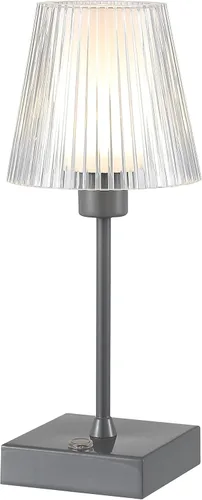 Miniatura 9 de JONATHAN Y JYL7225A - Lámpara LED recargable portátil de bronce aceitado de 12.5 pulgadas, con pantalla acrílica acanalada transparente, regulable