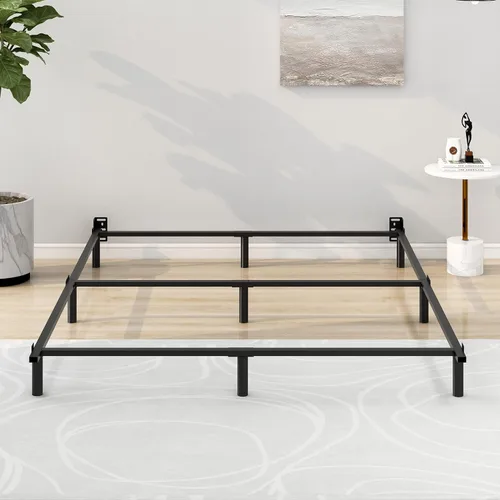 Miniatura 7 de NNV Base de cama de metal King de 7 pulgadas, plataforma resistente de 9 patas, base de soporte para somier y base de colchón, fácil montaje, sin