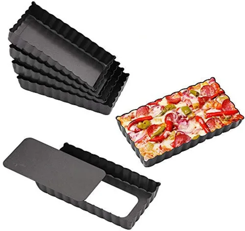 Miniatura 9 de Gutsdoor Paquete de 6 mini moldes para tartas de 4 pulgadas con parte inferior extraíble para quiche, antiadherente, redondo, juego de moldes